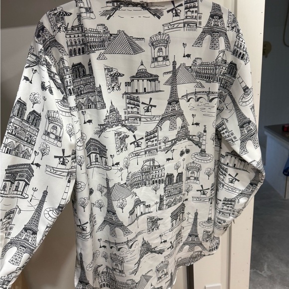 Karl Lagerfeld Black and White Architectural Print Shirt Jacket - Picture 4 of 4